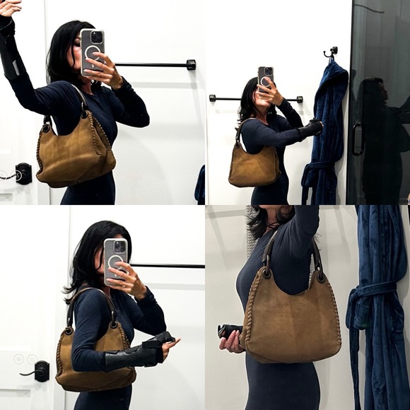 Tom Ford for Gucci Whipstitch Suede Wood-handle Bag - Picture 15 of 15